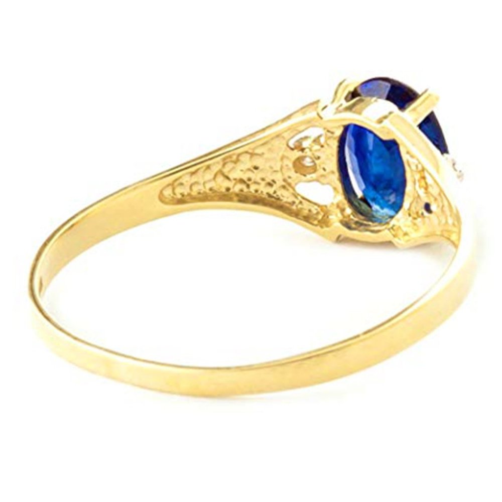 14K. GOLD RING WITH NATURAL DIAMONDS & SAPPHIRE - Picture 4 of 6